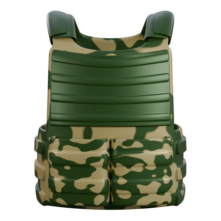 Realistic 3D illustration of military armor or Kevlar, featuring durable materials, tactical details, and battle-ready design, ideal for combat, law enforcement, and defense visualsの写真素材