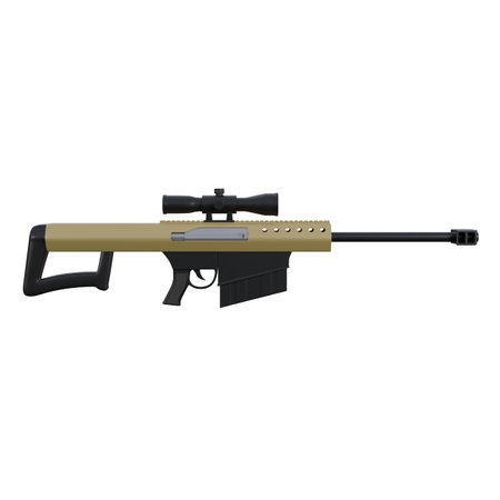 3d illustration of M82 Barrett sniper rifle with brown and black colorの写真素材