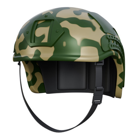3d illustration of the military helmet with camouflage color, green and brown colorの写真素材