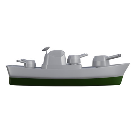 3d illustration of war ship or military ship, 3D warship illustrations featuring advanced weaponry, armored hulls, perfect for naval and military-themed projectsの写真素材