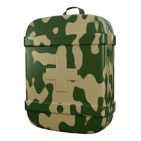 3d illustration of medical bag or first aid medicine with green camouflage colorの写真素材