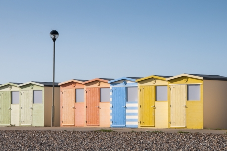 Beach Huts at Seaford, Sussex, UKのeditorial素材