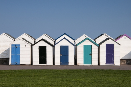 Beach Huts at Paignton, Devon, UK.のeditorial素材