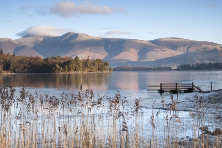 Derwent Water in Winterの写真素材