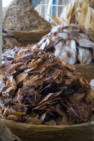 Dried fish for sale in the marketの写真素材