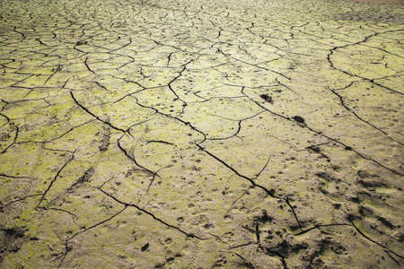 Drought land texture, summers dry, cracked soil, ground on the field, blurred cracked earth. Global warming and greenhouse effect concept.の写真素材