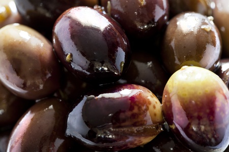 Extreme close up photograph of fresh olivesの写真素材
