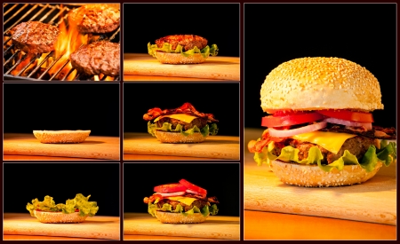 Photograph of a tasty beef and bacon burgerの写真素材
