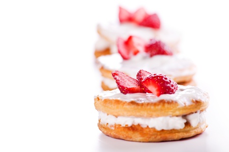 Close up photograph of a tasty strawberry dessert