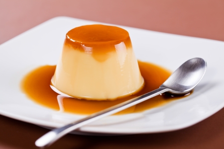 Close up photograph of a tasty caramel creamの写真素材