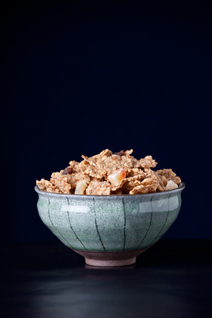 Close up photograph of a bowl of cerealの写真素材