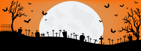 Simple illustration of a creepy halloween cemeteryのイラスト素材