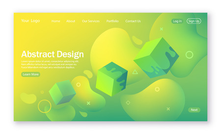 Colorful wave shape, abstract background with form for landing page. Colorful digital and yellow...