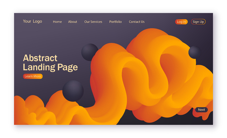 Black and yellow waveform for landing page. Colorful digital and motion pattern. Dynamic textured background with 3d element for website, web page design.のイラスト素材