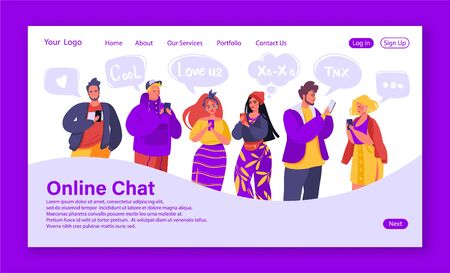 Social network concept for landing page template. Trendy Vector illustration for website, web page....