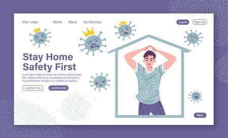 Quarantine concept of landing page.のイラスト素材