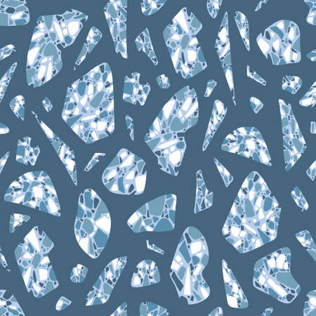 Terrazzo flooring seamless pattern. Abstract geometric shapes background. Minimalistic floor tile...