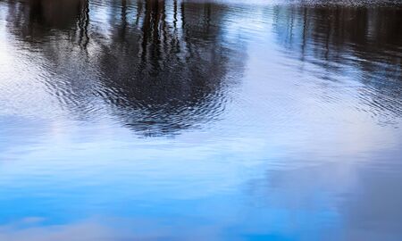 Detailed view on water surfaces at the baltic sea with waves and reflections on it
