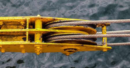Different ropes and bollards found in the port of Kiel in Germanyの写真素材