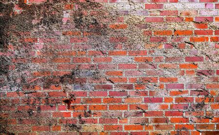 Detailed close up view on old brick walls at historical buildings