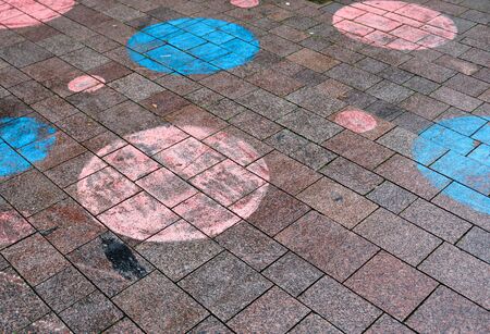 Detailed close up view on cobblestone street textures in high resolutionの写真素材