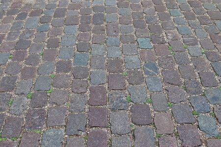 Detailed close up view on cobblestone street textures in high resolution