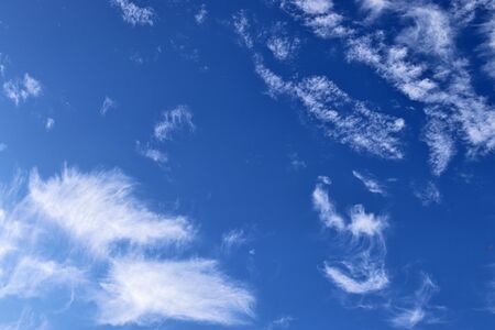 Beautiful panorama of white cloud formations in a blue sky