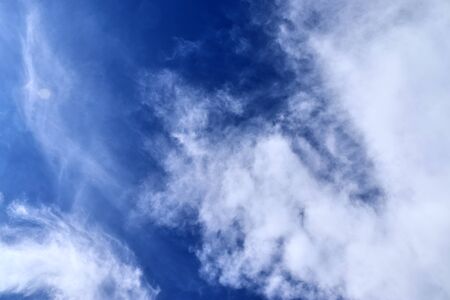 Beautiful panorama of white cloud formations in a blue sky