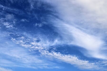 Beautiful panorama of white cloud formations in a blue sky