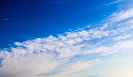 Beautiful white and fine clouds in a deep blue summer skyの写真素材