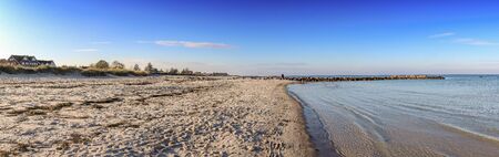 Beautiful panorama landscape of a baltic sea beach in the north of germanyの写真素材