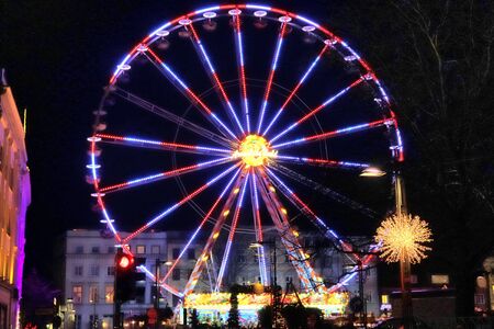 Big white ferris wheel found at the Kiels Week in northern Germanyの写真素材
