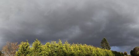 High resolution panorama view on green landscapes with a blue sky found in northern germany
