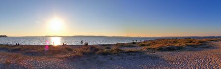 High resolution panorama view on green landscapes with a stunning sky found in northern germanyの写真素材