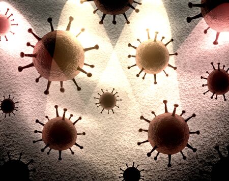Illustration of some corona virus with kirlian aura simulationの写真素材