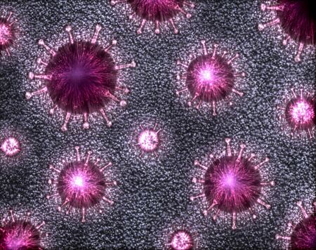 Illustration of some corona virus with kirlian aura simulationの写真素材