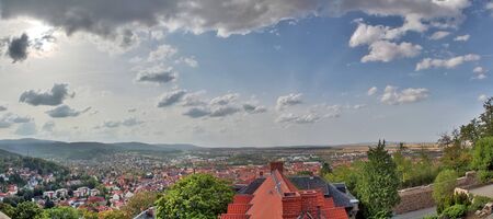 High resolution Panorama of a mountain view in german Harz from the Brocken