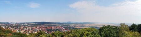 High resolution Panorama of a mountain view in german Harz from the Brockenの写真素材