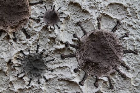 Old stone and rock textures with some virus fossil virus visualizationの写真素材