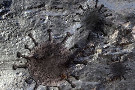 Old stone and rock textures with some virus fossil virus visualization
