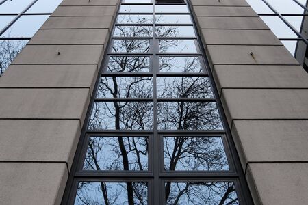 Closer up view at modern facades of business buildings found in northern europe