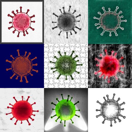 3D-Illustration of a corona virus pattern in a colorful designの写真素材