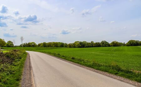 Beautiful perspective view on rural streets in a green environmentの写真素材