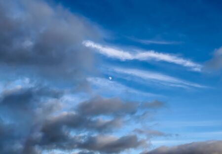 Stunning dark cloud formations in the sky right before a thunderstorm の写真素材