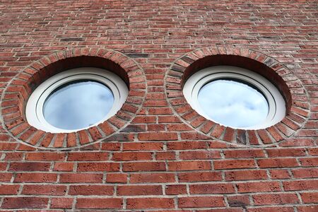 Old brick wall. Texture of old weathered brick wall panoramic background.の写真素材