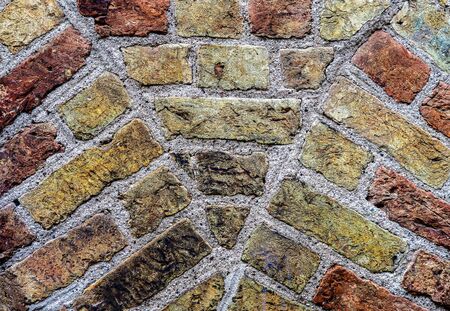 Old brick wall. Texture of old weathered brick wall panoramic background.