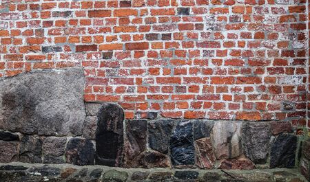 Old brick wall. Texture of old weathered brick wall panoramic background.の写真素材
