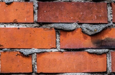 Old brick wall. Texture of old weathered brick wall panoramic background.