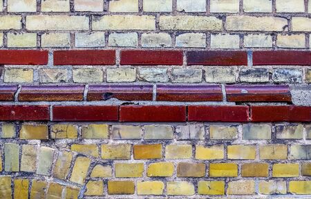 Old brick wall. Texture of old weathered brick wall panoramic background.