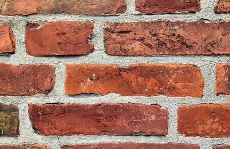 Old brick wall. Texture of old weathered brick wall panoramic background.